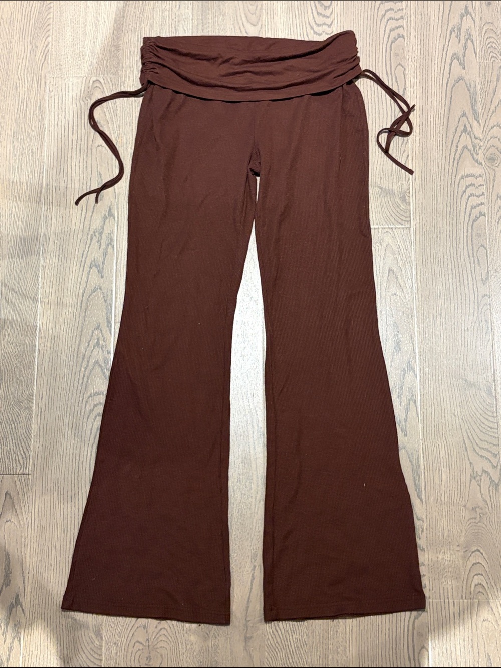 Vanilla Star Brown Fold-Over Waist Flared Pants